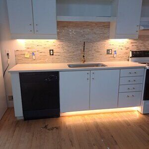 Kitchen countertop LED pod lights, under cabinet, under table, White 4 Pack